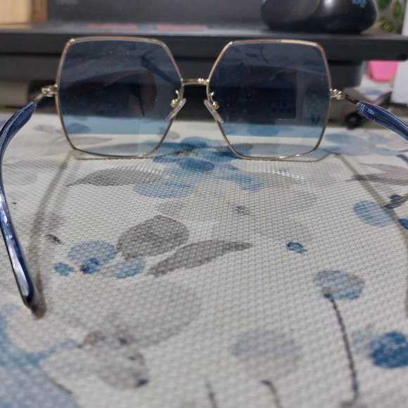 Furla SFU234 Trendy Thin Frames Sunglasses Chic Beautiful Glittering Blue Handle main image 9